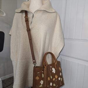 Portland Leather Brown Floral Crossbody Bag
